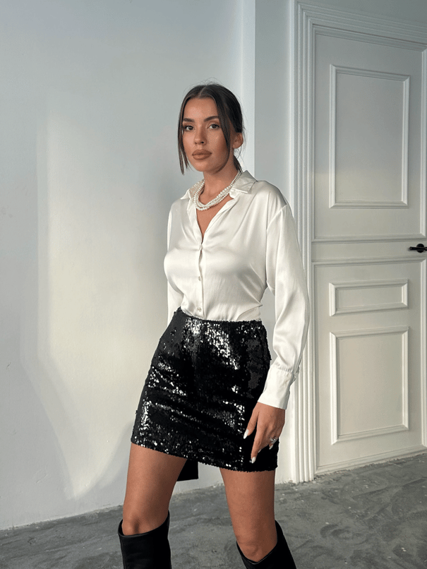 Pul Payet Mini Etek - Siyah