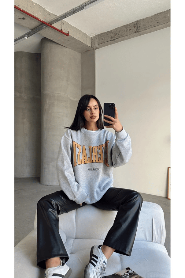 Everlast Baskı Sweat Gri Melanj - Gri