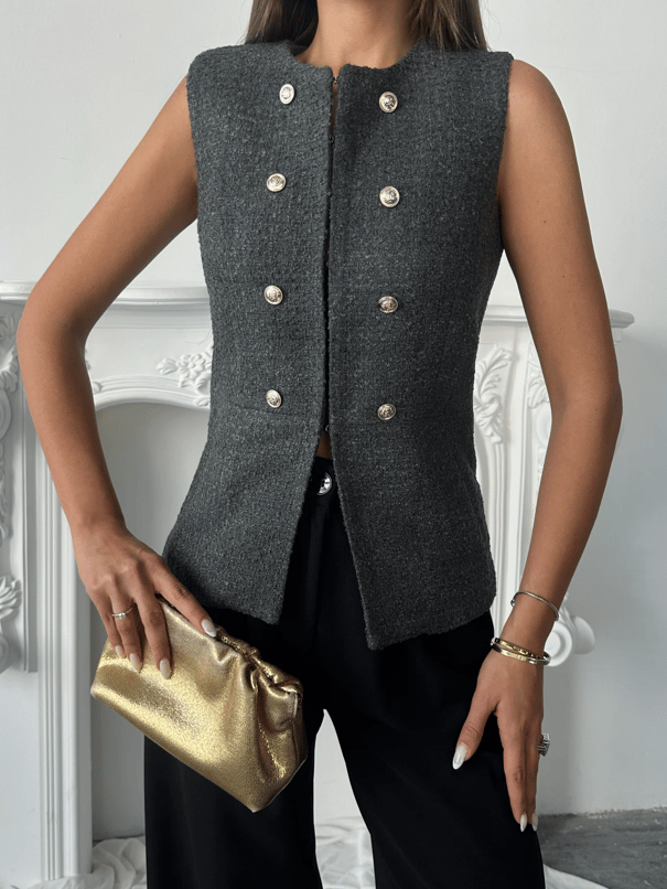 Chanel Fabric Yelek Füme - Füme