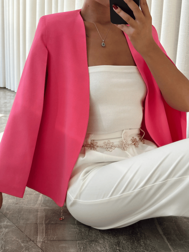 Pelerin Ceket Pembe - Pembe