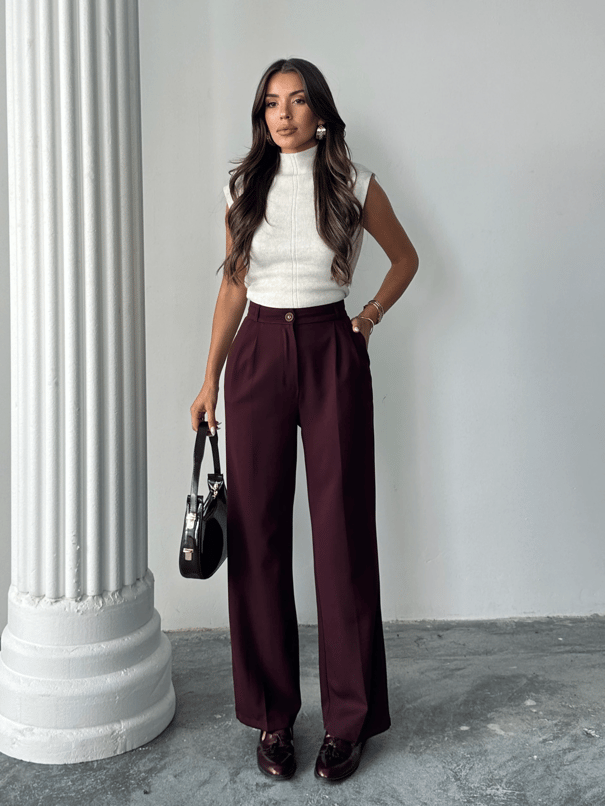 My Palazzo Kumaş Pantolon - Mürdüm