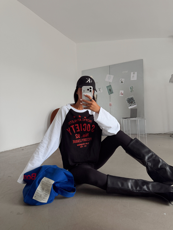 Society Baskılı Uzun Kol Basic Sweat - Siyah