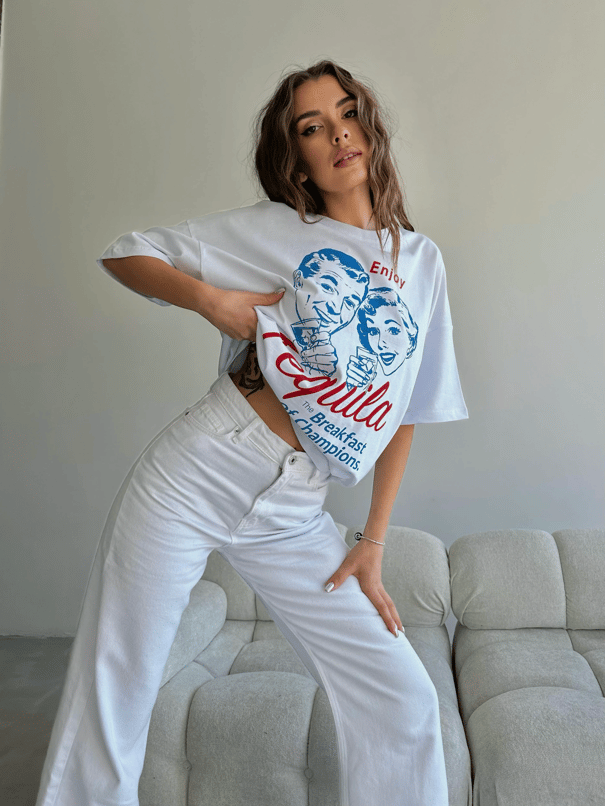 Tequila Baskılı Tshirt Beyaz - Beyaz