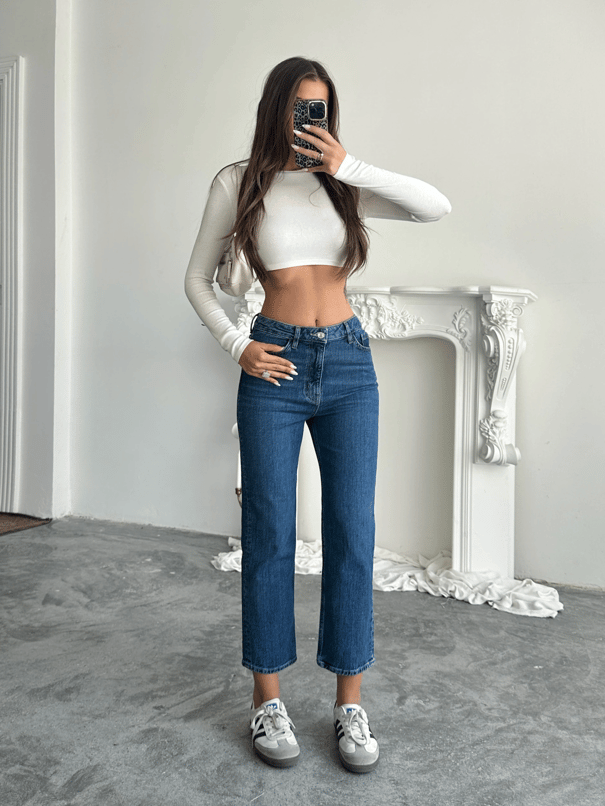 Straight Mom Jean - Lacivert