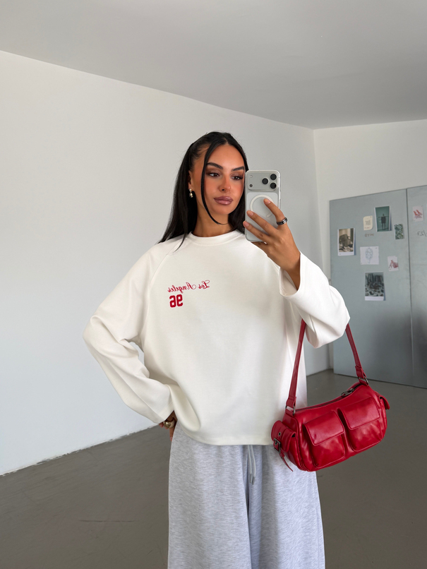Los Angeles Baskılı Sweat - Beyaz