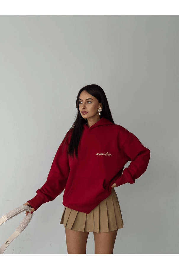 Another Kapüşonlu Sweatshirt Bordo - Bordo