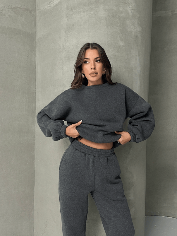 Oversize Şardonlu Takım - Füme