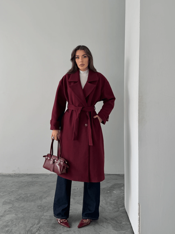 Premıum Kuşaklı Kaban  - Bordo