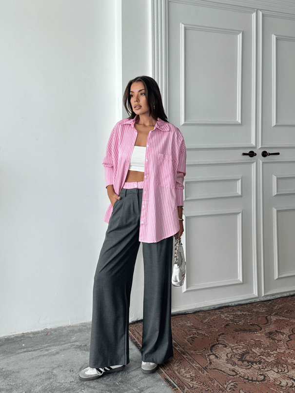 Bel Çizgi Detay Gömlekli Takım - Antrasit