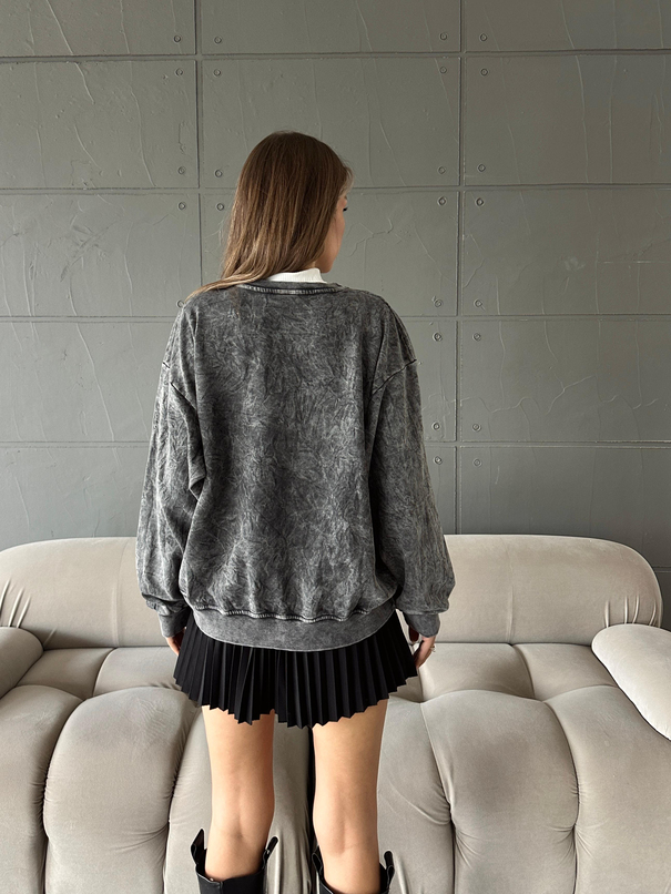 Oversize Yıkama Sweatshirt -Antrasit