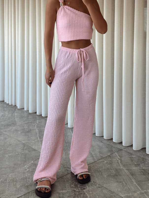 Bürümcük Kumaş Pantolon - Pembe