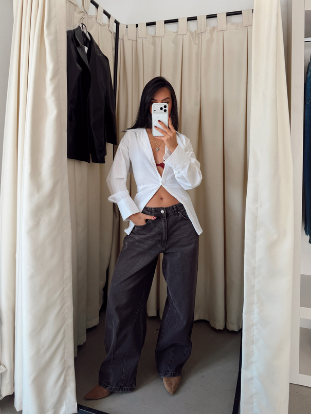 Paça Çift Pensli Boyfriend Jean - Kahve