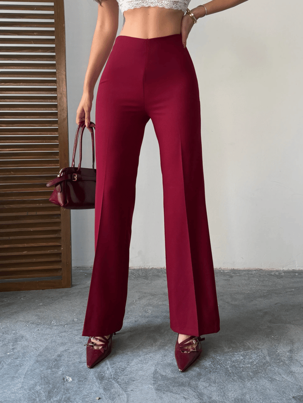 Gizli Fermuarlı Pantolon - Bordo