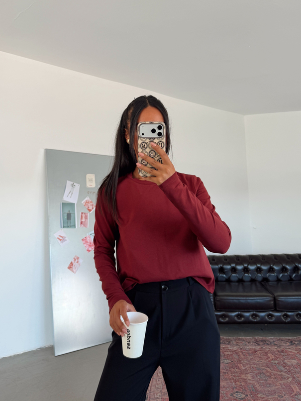 Düz Basic Uzun Kol - Bordo