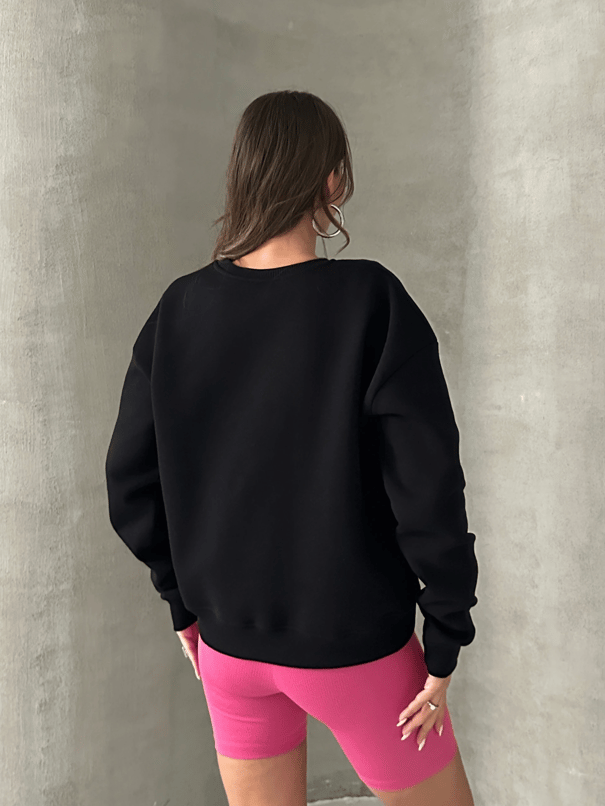 Düz Basic Sweatshırt - Siyah