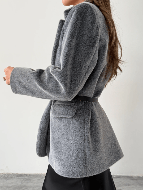 Vatkalı Fox Blazer Ceket - Füme