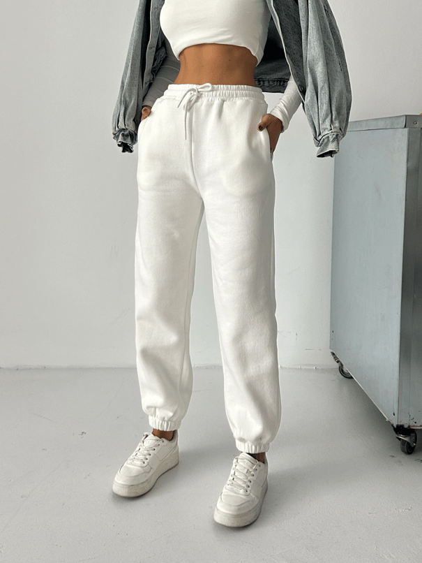 Bel Lastik Jogger Eşofman Beyaz - Beyaz