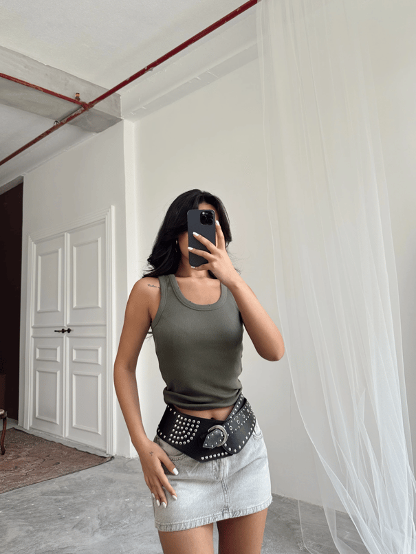 Liza Basic Crop Haki Yeşil - Haki Yeşil