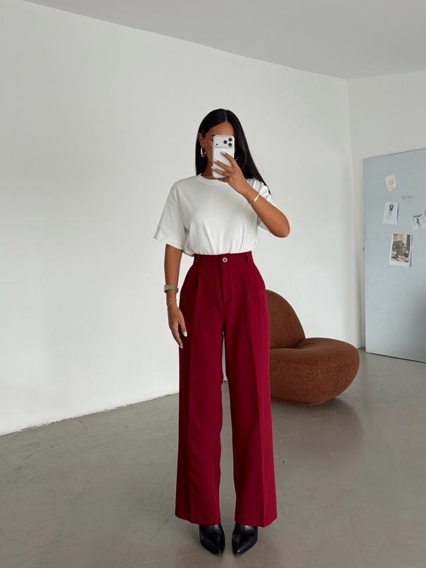My Palazzo Kumaş Pantolon - Bordo