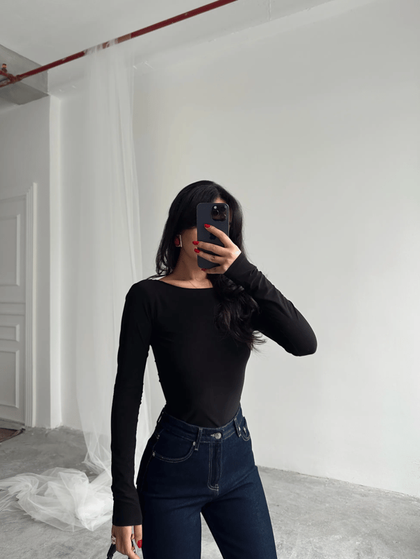 Mia Diamond Detay Bodysuit Siyah - Siyah