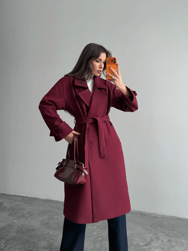 Premıum Kuşaklı Kaban  - Bordo