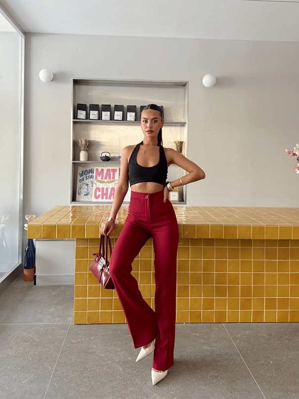 Cepsiz Palazzo Pantolon  - Bordo