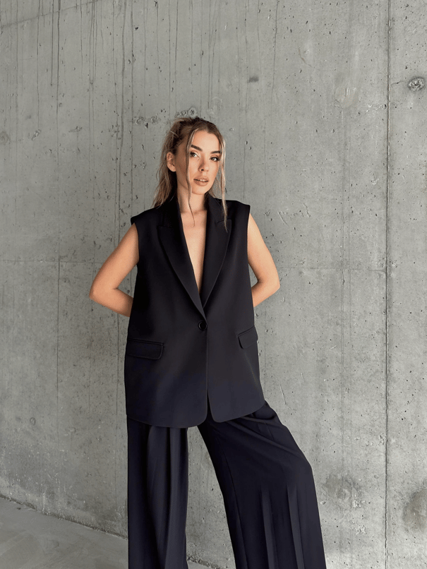 Valeria Blazer Yelek Siyah - Siyah