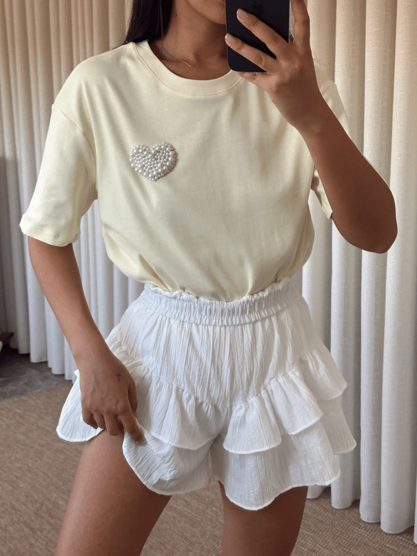 İnci Detay Oversize Basic - Sarı