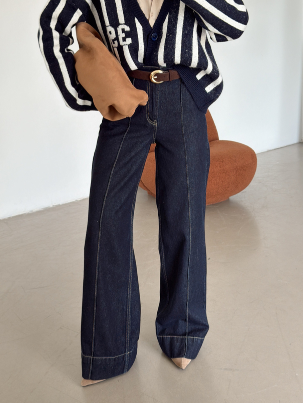 Arka Beli Lastikli Yan Cep Denim Jean - Lacivert