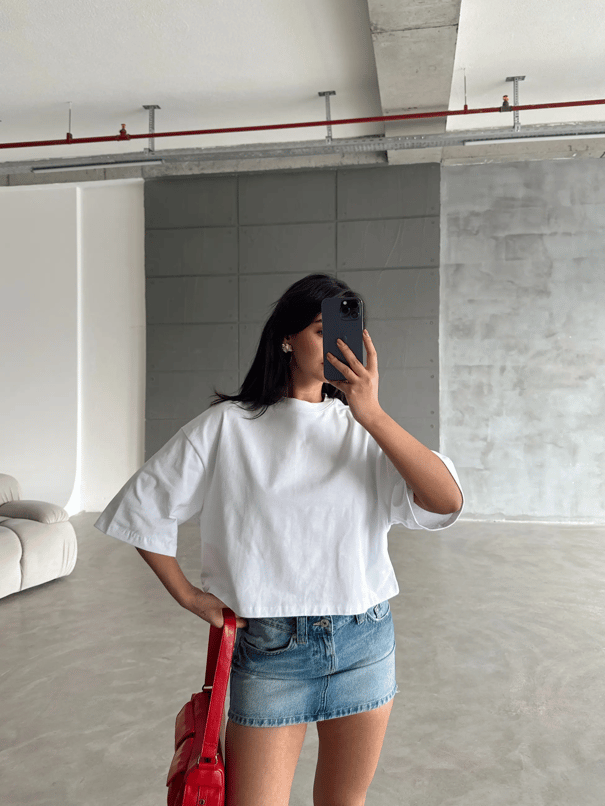 Oversize Basic Crop - Ekru