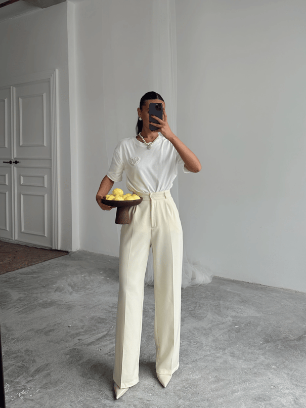 My Palazzo Kumaş Pantolon - Limon Sarısı