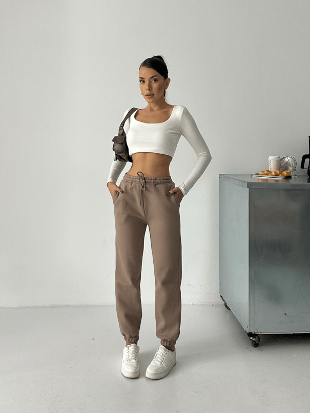 Bel Lastik Jogger Eşofman Vizon - Vizon