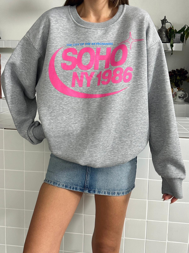 Soho Baskı Sweatshırt - Gri