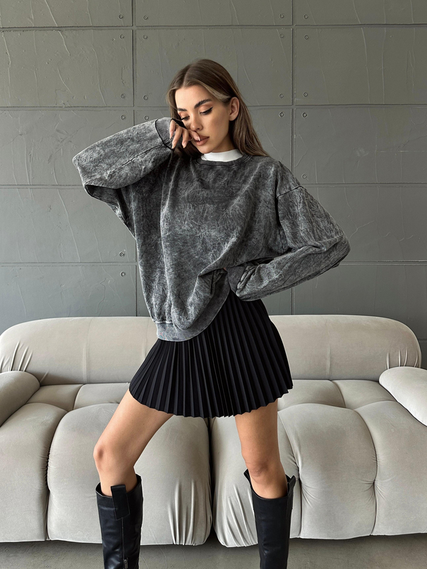 Oversize Yıkama Sweatshirt -Antrasit