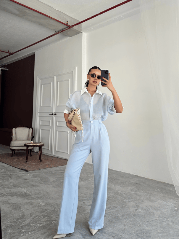 My Palazzo Kumaş Pantolon - Bebe Mavi