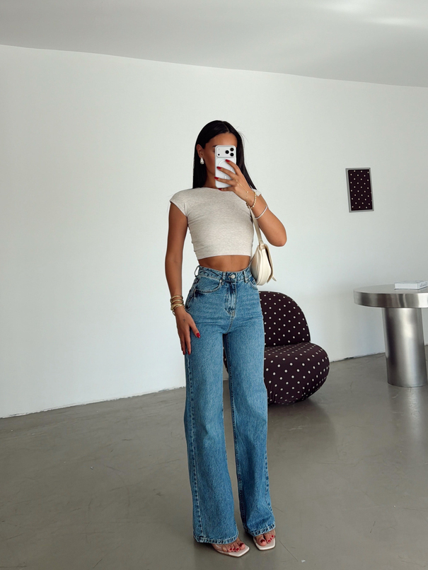Wide Leg Palazzo Jean - Mavi