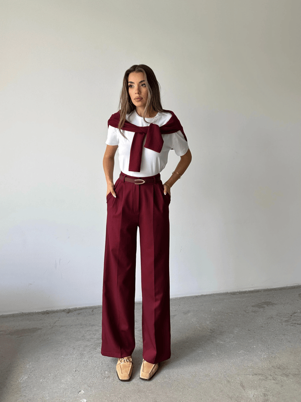 My Palazzo Kumaş Pantolon - Bordo