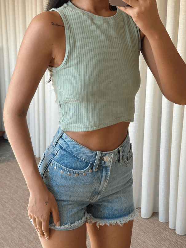 Bel Detay Fitilli Bluz - Mint