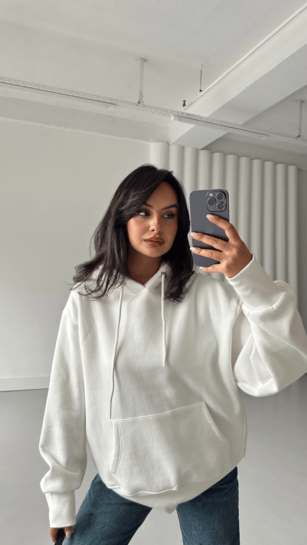 Kanguru İpli Sweat Beyaz - Beyaz