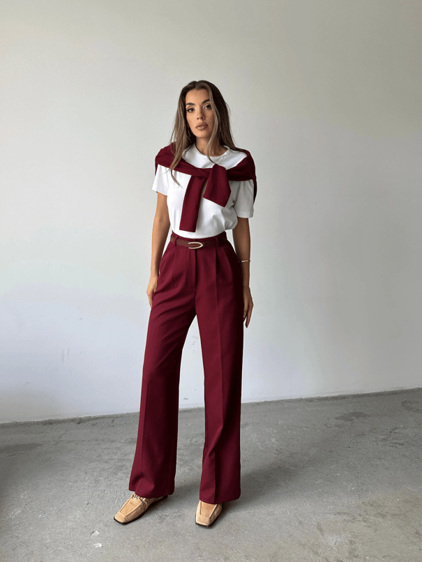 My Palazzo Kumaş Pantolon - Bordo