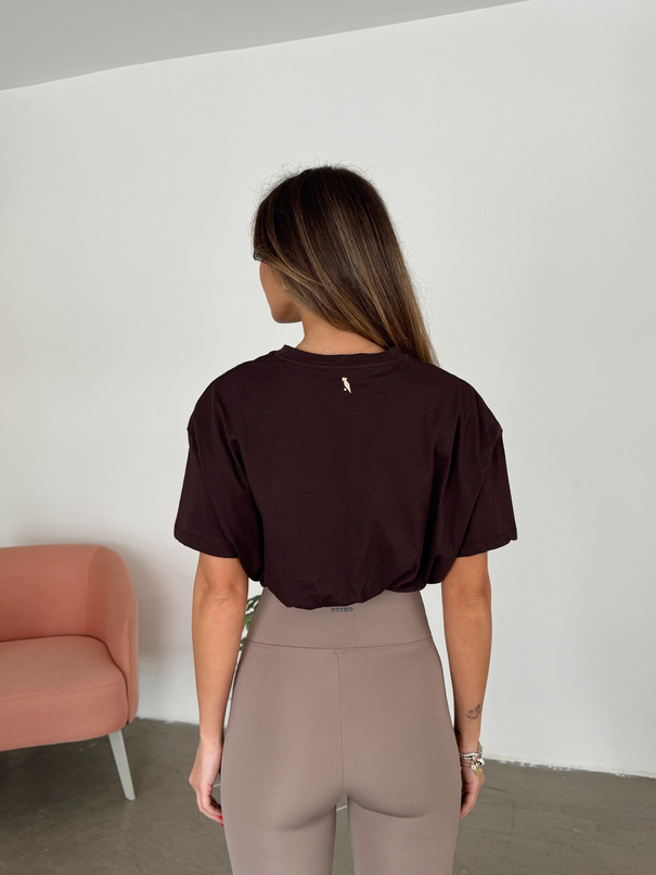 Studio Yazılı Balon T-shirt - Kahve