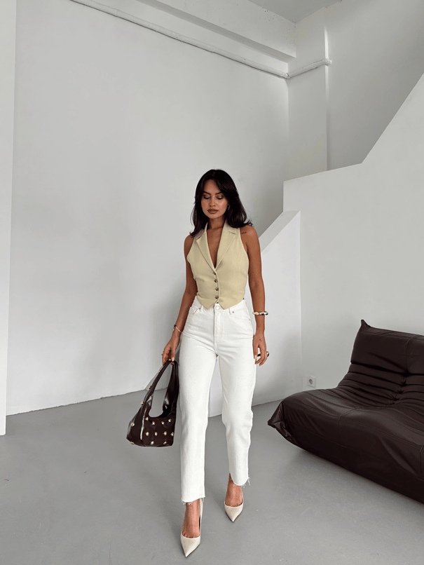 Massimo Mom Fit Jean - Beyaz