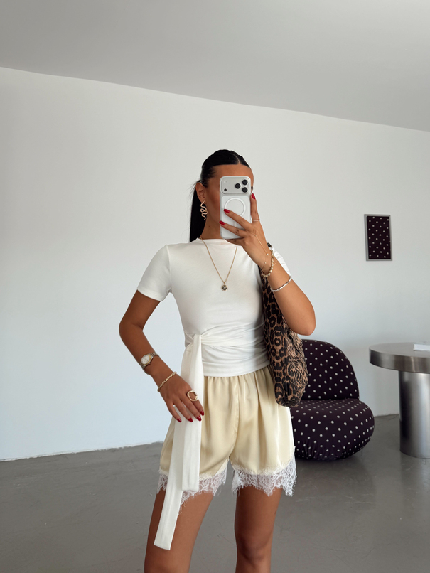 Modal Düğümlü Basic T-shirt - Beyaz