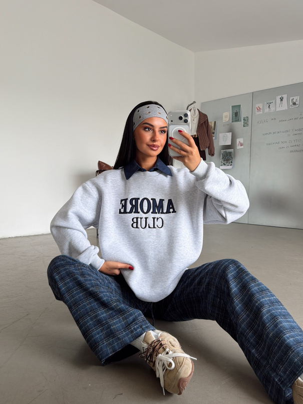 Gömlek Detay Amore Sweat - Gri