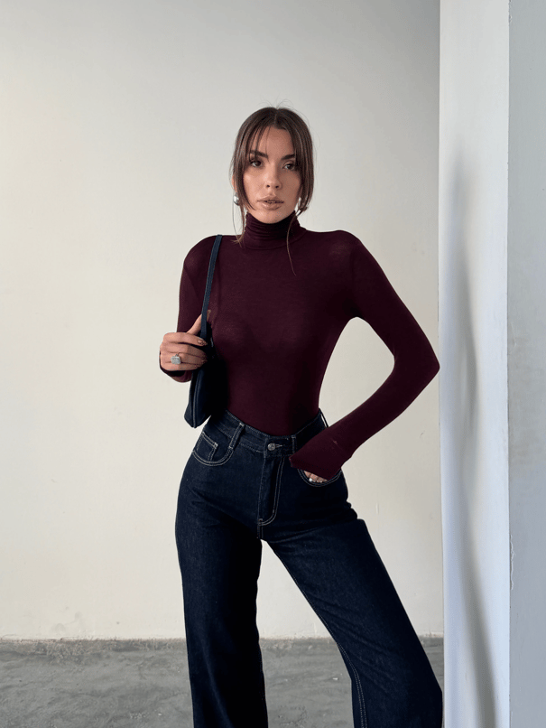 Balıkçı Transparan Bluz - Bordo