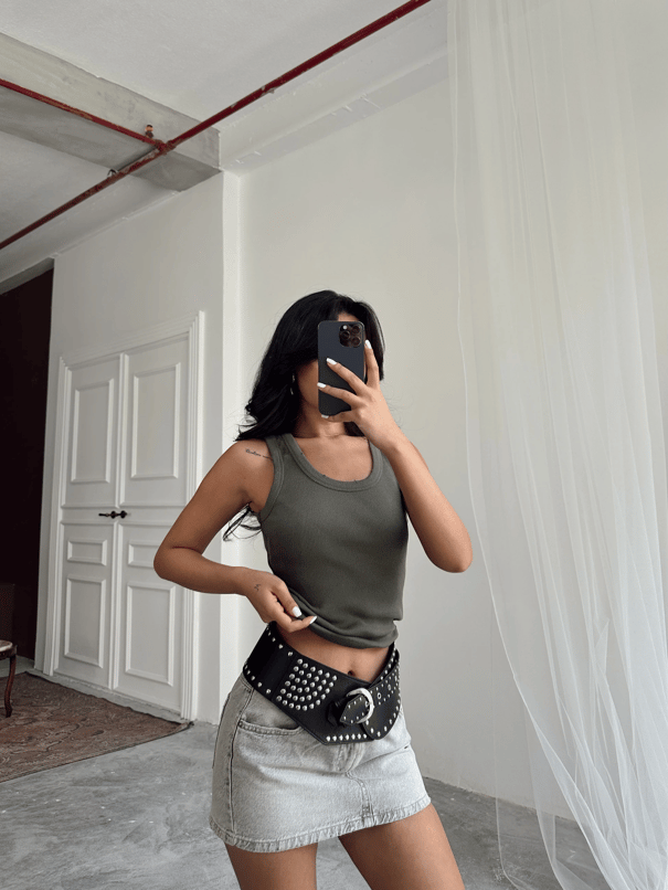 Liza Basic Crop Haki Yeşil - Haki Yeşil