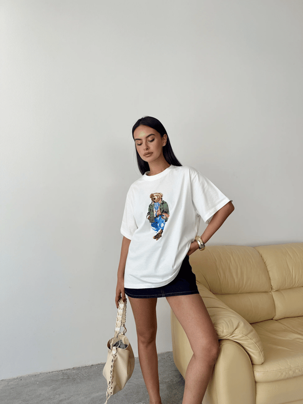 Big Bear Baskı T-shırt - Beyaz