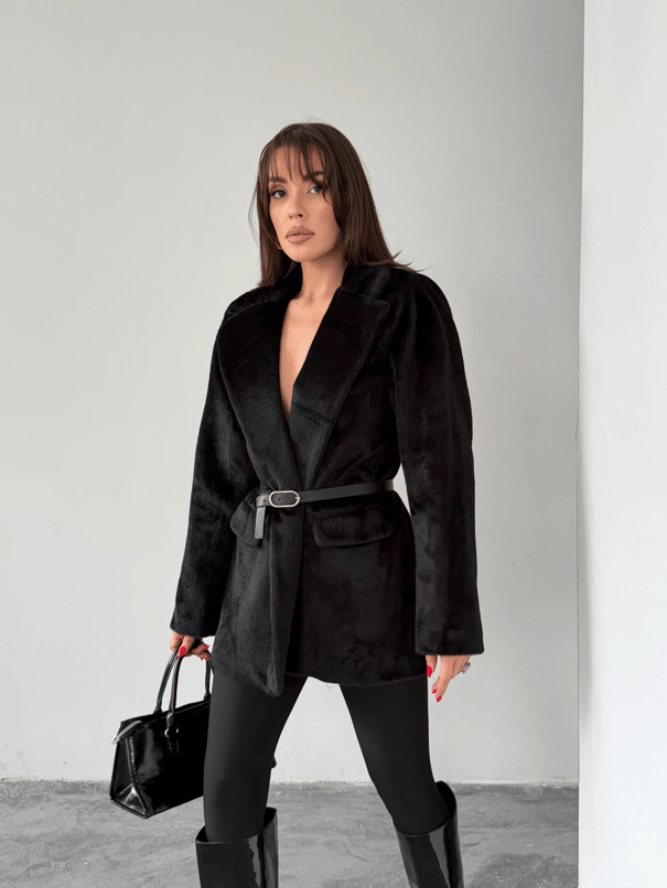 Vatkalı Fox Blazer Ceket - Siyah