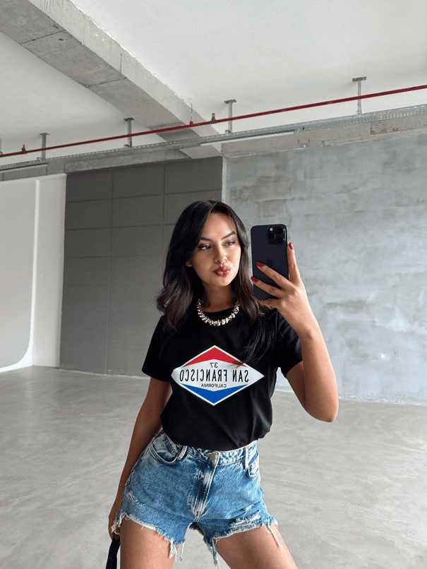 San Francisco Baskılı Basic - Siyah