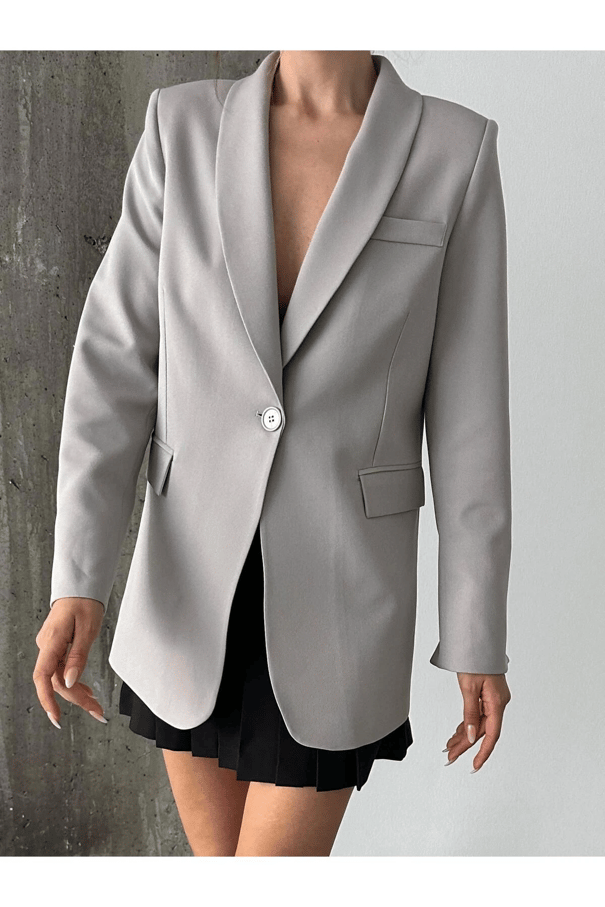 Kol Yırtmaç Blazer Ceket Gri - Gri